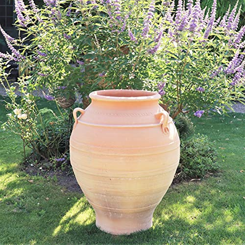 Palatina Werkstatt Terracotta Amphore Cassia 100cm - 100% handgefertigtes Unikat aus Griechenland - Verzaubern Sie Ihren Garten oder Terrasse in eine grüne Oase