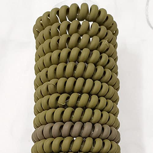 SHTGOI 10 gomas elásticas para el cabello, en espiral, para el pelo, para mujeres y niñas, color verde ejército