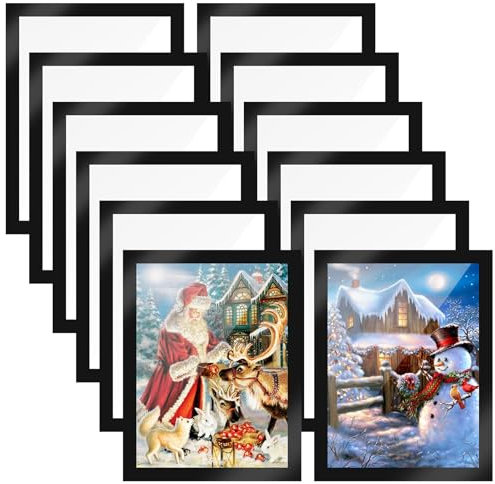 GOYADA 12 Pièces Cadre d'affichage Magnétique, Cadre d'information Autocollant, A4 Cadre Magnétique, Cadre Magnétique Auto-adhésif pour Documents, Photos, Affiches, Publicité