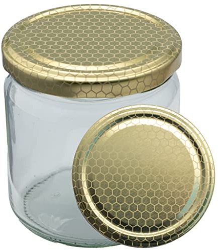 Imkado Twist-Off Honigglas mit Metalldeckel 500g | Gold-Waben | 1 Paket (96 Stk)
