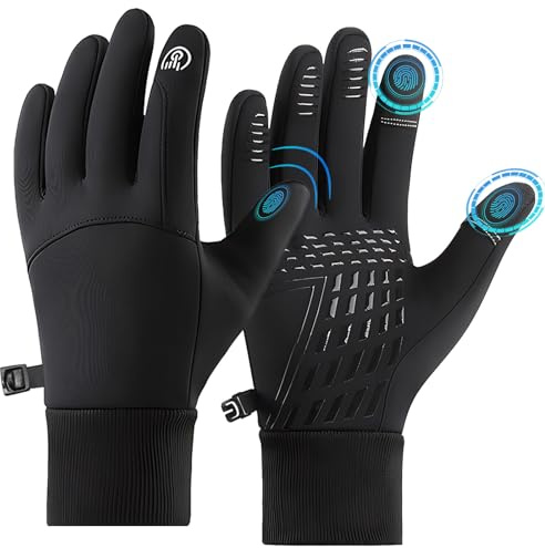 TULAMORIY Fahrradhandschuhe,winterhandschuhe,Touch Screen Handschuhe,sporthandschuhe,Wasserabweisende Warme Winterhandschuhe,Winddichter Laufhandschuhe,rutschfeste Sporthandschuhe für Männer Damen(M)