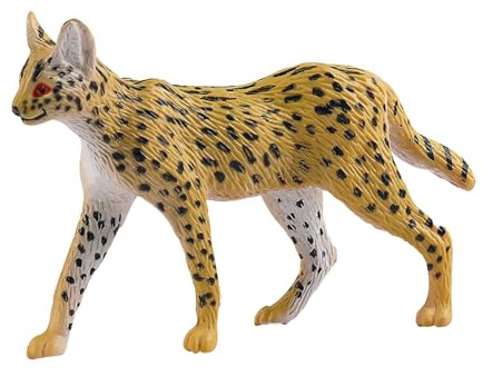 JOKFEICE Tierfiguren: realistischer afrikanischer Serval, Feengarten-Zubehör, Lernspielzeug für Weihnachten & Geburtstag, Tortenaufsatz für Kinder
