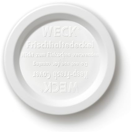 WECK Keep Fresh Weck 80 mm Deckel, 5 Stück | Zum Einmachen von Konserven, Säften, zur luftdichten Aufbewahrung von trockenen Zutaten | Für WECK-Gläser