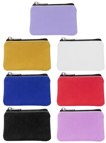 EUPSIIU 7 Pezzi Portamonete e Portafoglio da Donna con Cerniera in Tela, Mini Portamonete Portatile per Uomo Donna Bambini (Multicolore)