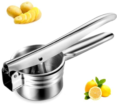 NOBILE LOVELYCARE Schiacciapatate in acciaio inox pressa per purè di patate per marmellate verdura frutta spremiagrumi manuale comodo e facile da pulire