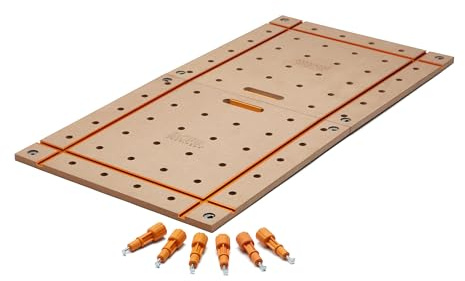 BORA Centipede Folding T-Track Table Top Centipede Work Stand Saw Horses 24 x 48, Wood Top with 20mm Dog Holes + 6 Quick-Twist Locks for a Portable Quick Setup Workbench, CK24TM