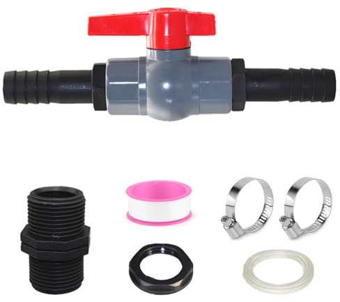 Kugelhahn mit Schlauchverbinder,PVC Kugelhahn 40mm,Absperrventil Pool,Absperrventil,mit Innengewinde 40mm und Schlauchtüllen 32mm,Pool Schlauchverbinder,für Pool und Teichbau,Aquaristik