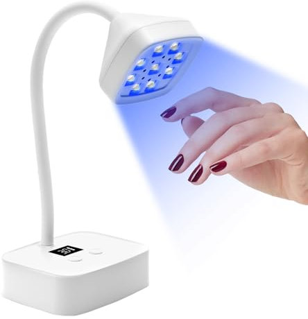 CGBE Mini Lampe UV Ongles Gel avec Capteur Automatique Intelligent et 30s/60s Modes de Minuterie, 27W Mini Lampe UV avec 9 Perles UV+LED, Portable Sèche-Ongles pour Salon et Maison