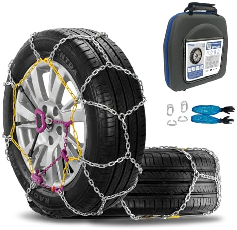 SNOCATENA Auto Tightening Snow Chains for Car – Quick Fit, Easy Installation, Reusable Universal Tire Chains for Winter Emergency Traction (Set of 2)