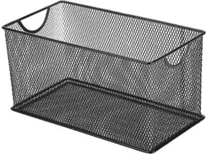 Baoblaze Countertop Basket Metal Mesh Basket Multifunction CD Storage Box Mesh Open Storage Bin for Office Laundry Home Garage Shelves, Black