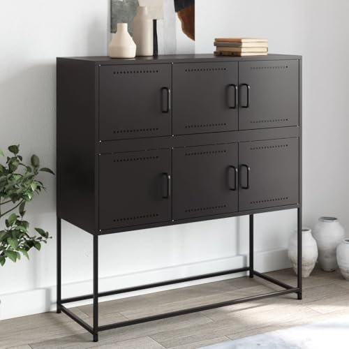 Xichuzi Sideboard Schwarz 100,5x39x107 cm Kaltgewalzter Stahl, Kommode Schlafzimmer, Kommoden & Sideboards, Wohnzimmerschrank, Flur Kommode, Zimmer Möbel - 846596