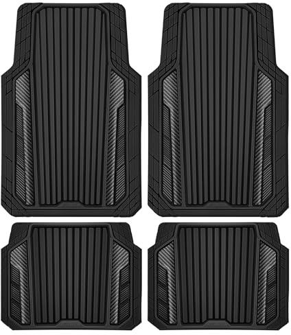 CAR PASS Set completo di tappetini per auto in gomma resistenti e sportivi, per tutte le condizioni atmosferiche, impermeabili, antiscivolo, tappetini per auto, su misura per berline al 95%, SUV