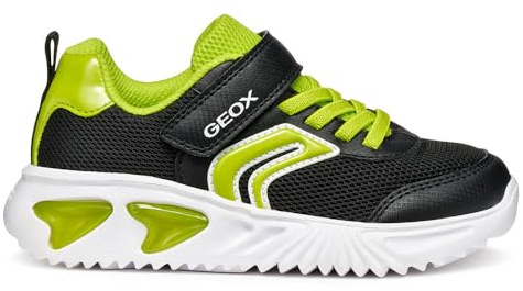Geox J Assister Boy - Zapatillas Deportivas, Color Negro/Lima, Talla 36 EU, Negro Lima, 36 EU