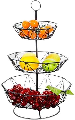 Detachable 3-Tier Fruit Basket, Countertop Fruit Storage Basket, Kitchen Storage Basket for Countertop, Fruit Drain Organizer for Kitchen, Detachable Geometric Basket for Fruit, Countertop Storage