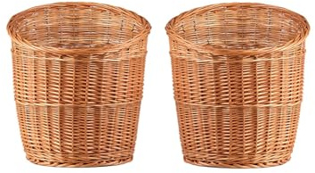 e-wicker24 Alles aus Weide Juego de 2 cestas de mimbre, cesta de panadería, cesta de pan, cesta para servir, soporte para pan independiente, panera de mimbre natural (totalmente trenzada)