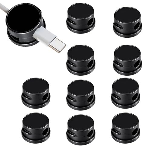 10 Pièces Clips Cable, Organisateur De Cable, Support Cable Bureau, Rotatif, Magnétique, Adapté à l'Organisation Des Câbles De Données, Des Câbles De Souris, Des Câbles Réseau (Noir)