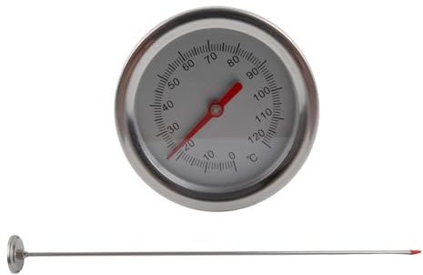 Termómetro de compost de acero inoxidable con sonda de 19.7 pulgadas de profundidad, medidor de suelo impermeable para pila de abono de jardín, Celsius y Fahrenheit