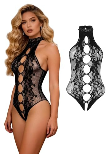 comeondear Babydoll Mujer Sexy Talla Grande XS-5XL Lencería Entrepierna Abierta Body de Malla Atrevida Tirantes Lenceria Rejilla Sin Espalda Lingerie Women Ropa de Dormir Camisón de Novia