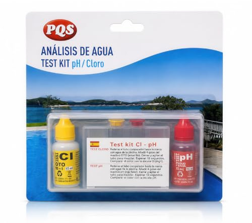 Test Kit Completo Cloro y pH para Piscina Medidor Analizador de Agua con Reactivos OTO y Phenol Red 15 ml Medicion de Cloro Bromo y pH para Piscinas Spa Jacuzzi Estuche Reutilizable FLUVIA
