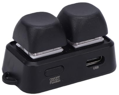 ASHATA Télécommande sans Fil pour Tourner la Page, 2 Touches Copier-Coller, Clavier Macro avec Rétroéclairage RVB pour Téléphones, Tablettes, Ebook, Connexion Bluetooth et USB C, Noir
