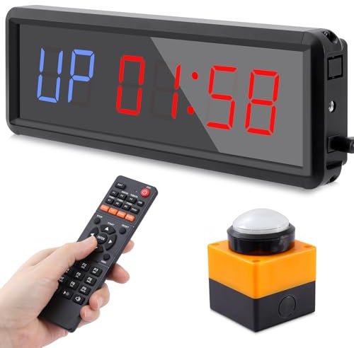 Timer avec Bouton Marche Arrêt Minuteur Fitness Sport de Gym D'intervalle | Count Up, Count Down, Horloge, Chronomètre, TABATA, FGB