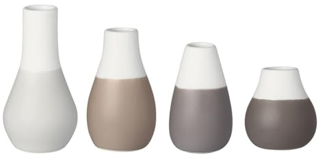 Räder Minivasen Set 4-teilig aus Porzellan in der Farbe Grau, Maße: 4cm-8cm, 13615
