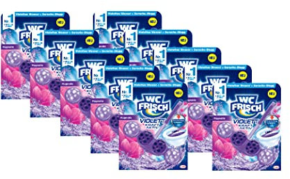 WC FRISCH Kraft Aktiv Violettspüler Magnolie, WC-Reiniger, 10 Stück, Farbspüler mit 50 Prozent mehr Glanz