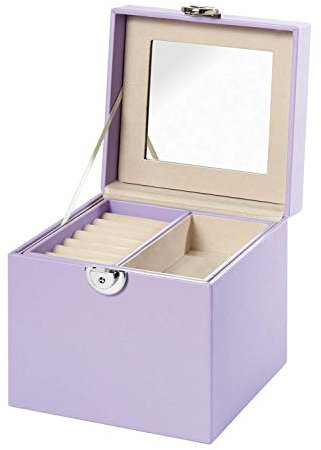 Valigetta portagioie Clauss con specchio, lillà, 15x15x15cm