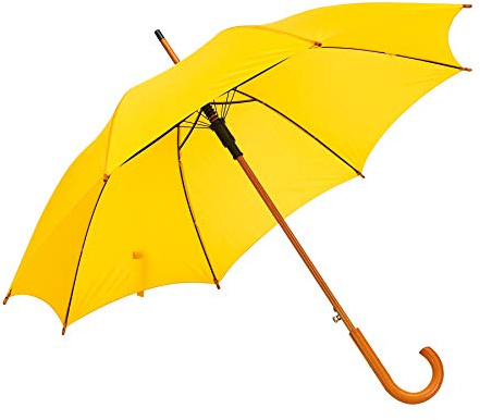 noTrash2003 Automatik Regenschirm Holzschirm Stockschirm Portierschirm mit gebogenem Rundhaken Holzgriff in 103 cm Durchmesser