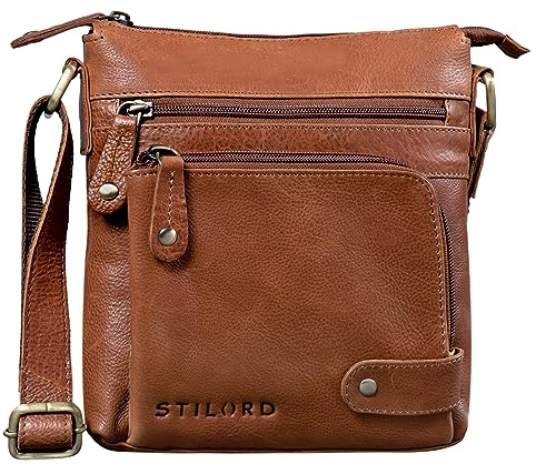 STILORD Cameron Kleine Leder Umhängetasche Vintage Messenger Bag Ledertasche DIN A5 8,4 Zoll Tablettasche Handtasche Cross Body Bag Retro Ledertasche Farbe:Texas - braun