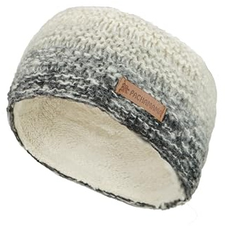 Pachamama Damen Ohrenwärmer, Wolle / Mohair, mit Fleece gefüttert, handgestrickt, neutral, grau, Einheitsgröße, handgefertigt, Fair Trade