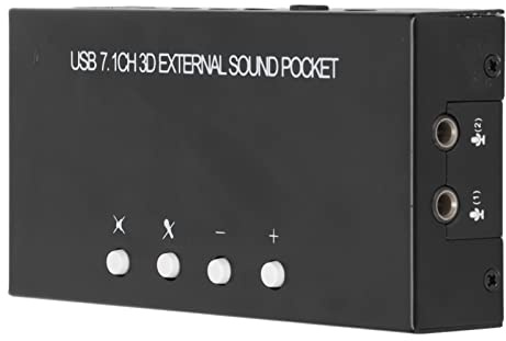 Externe 7.1-Kanal-Soundkarte,Surround-Sound-Dual-Mikrofoneingang Stereo,PC auf 3,5-mm-Miniklinke,Geeignet für Front,Surround,Rückseite,Mittel-/Bass-3,5-mm-Ausgangsanschluss
