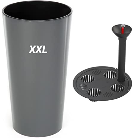MELTOM Blumenkübel Rund Ø 40 x H 75 cm Anthrazit XXL mit Bewässerungssystem | Gefäß 76 L, Innentopf 29,5 L herausnehmbar · Wasserreservoir mit Anzeiger · für Innen & Außen · ohne Abflussloch