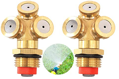 2Pcs Ugello Spruzzatore a 3 Fori,3-Fori Ottone Ugello Atomizzatore,Per Irrigazione Giardino,Tetti,Terrazze,Prato E Agricoltura