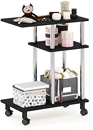 Furinno Turn-N-Tube U-förmiges Sofa Beistelltisch mit Rollen, Americano, Edelstahlrohre