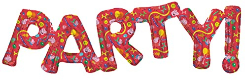 PEPPA PIG Folienballon * PARTY! * als Deko für Kindergeburtstag und Kinder Party | 25x77cm | für Luft und Helium | Wutz George Kinder Geburtstag Ballon Dekoration Folienballons