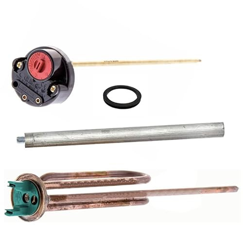 KIT REPARACIÓN TERMO ELECTRICO RESISTENCIA CURVA 1500W + ANODO MAGNESIO + JUNTA GOMA + TERMOSTATO VARILLA 270mm