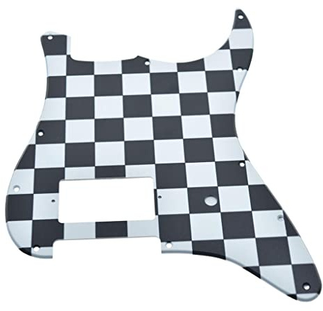 Dopro ST-Strat-Gitarre mit 11 Löchern, 3D-Druck, Kunststoff-Schlagbrett, passend für USA/Mexican Fender Standard Strat Schwarz/Weiß