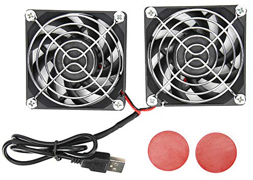 Leapiture Ventilateur De Routeur, 5V USB Power WiFi Router Ventilateur De Refroidissement Double Routeur Ventilation Ventilateur Routeur Refroidisseur pour RTAC68U AC86U EX6200 Tengda AC15