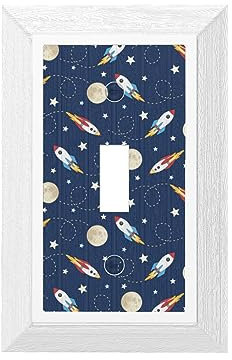 Toggle Wall Plate,Wood Grain Duplex Wall Plates for Electrical Outlets,Light Switch Cover Plate,Rocket in Space Switch Wall Plate/Switch Plate 4.9 X 3.15