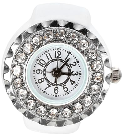 ABOOFAN Fingerringuhr Mit Diamantbesatz Elastische Kleine Ringuhr Aus Edelstahl Und Glas Präzise Zeitmessung Damenuhr Schmuck Für Alltag Und Geschenk