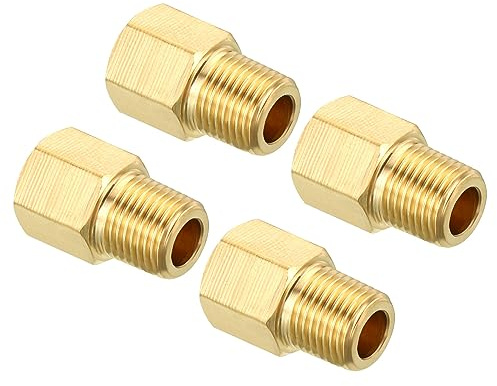 QUARKZMAN 1/8 NPT Macho X 1/8 NPT Hembra Latón Conector Tubería Reductor Hexagonal Adaptador para Transferencia Agua Gas, 4uds