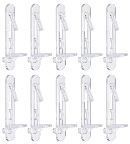 sourcing map Plastic Locking Shelf Pins, 20pcs Clear Self-Locking Shelf Support Pegs Shelf Clips Fit 5mm Hole 3/4(20mm) Thick Shelf for Bookcase Cabinets Kitchen