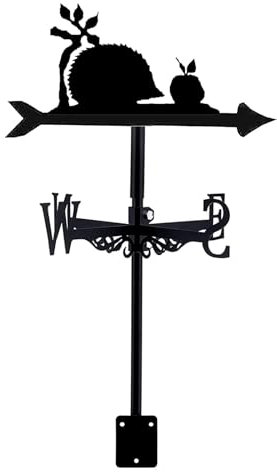 YUZDNM Wetterhahn - Wetterhahn Fürs Dach, Igel Silhouette Wetterfahne, Heimdekoration, Bauernhaus Windrichtungsanzeiger aus Metall mit Rostschutzbeschichtung, Windfahne mit Metallhalterung