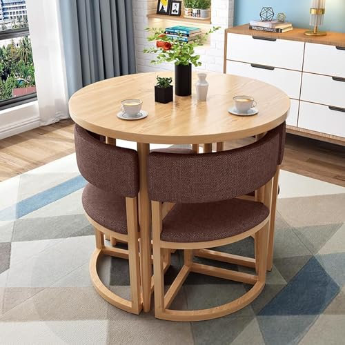 YAEGER Konferenztisch- und Stuhlset, Kleiner Konferenztisch für 4 Personen, Runder Esszimmertisch, Integrierter Stuhltisch, für Den Balkon Im Apartment-arbeitszimmer