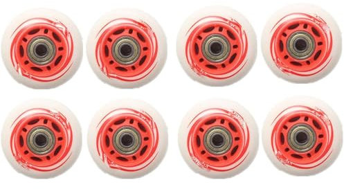 64 mm/68 mm/70 mm Inline-Skate-Rollen, 85 A PU-Räder, Ersatz-Set mit ABEC-9-Kugellagern, 8 Stück, rot, 64 mm