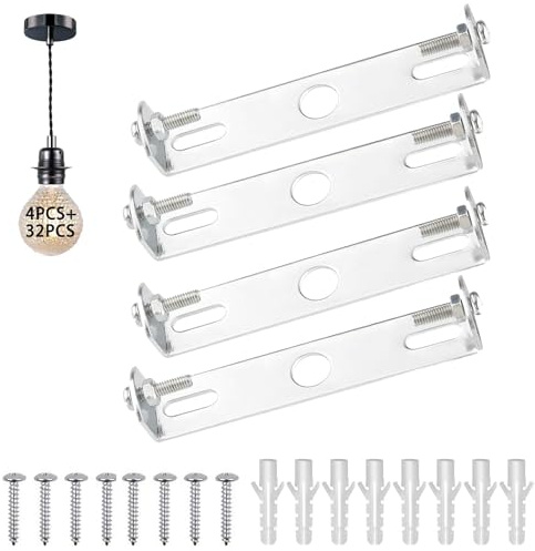Rybtd 4 Pezzi Piastra di Fissaggio per Lampadario 90mm Acciaio inossidabile Staffa a sospensione per lampada con accessori per viti per base lampada da soffitto per ufficio domestico