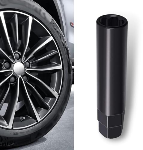 Jewkot 1 PC Car 6 Slot Modification Nut Wheel Hub Anti-Theft Screw, 6 Point Spline Drive Tuner Replacement Socket Adapte, Spline Lug Nut Key Tool Disassemble Tool, Suitable for Most Cars (Black)