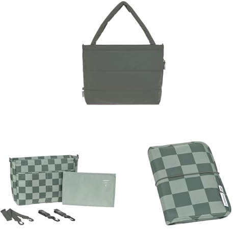 LÄSSIG Bundle Baby Wickeltasche Shopper mit Kinderwagenbefestigung+ Kinderwagenorganizer + Windeltasche mit Wickelunterlage
