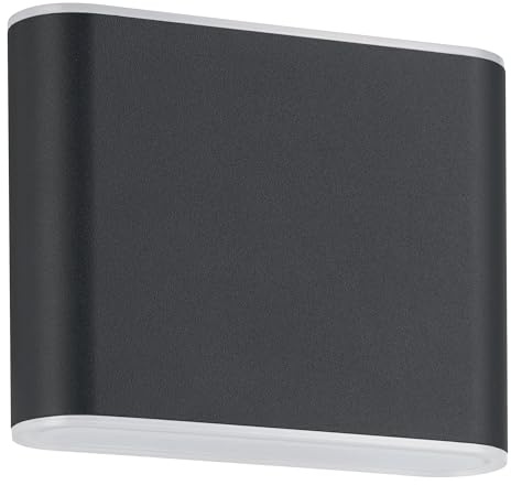 EGLO LED Außenleuchte Grutti, Wandleuchte außen mit Up und Down Beleuchtung | Wand Außenbeleuchtung aus Aluminium in Anthrazit, Außenlampe warmweiß-kaltweiß, IP65, 11,5 cm